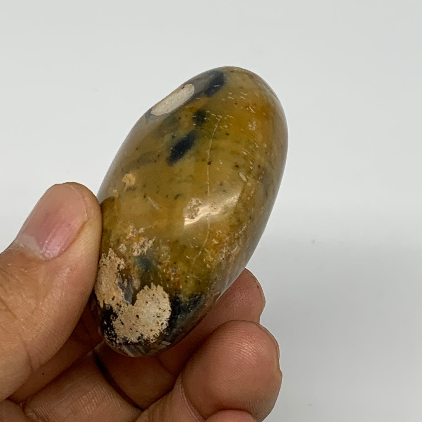 75g, 2.1"x1.7"x1", Yellow Ocean Jasper Palm-Stone Decor @Madagascar, B18173