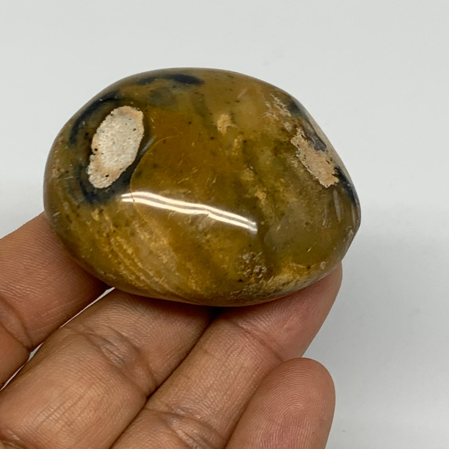 75g, 2.1"x1.7"x1", Yellow Ocean Jasper Palm-Stone Decor @Madagascar, B18173