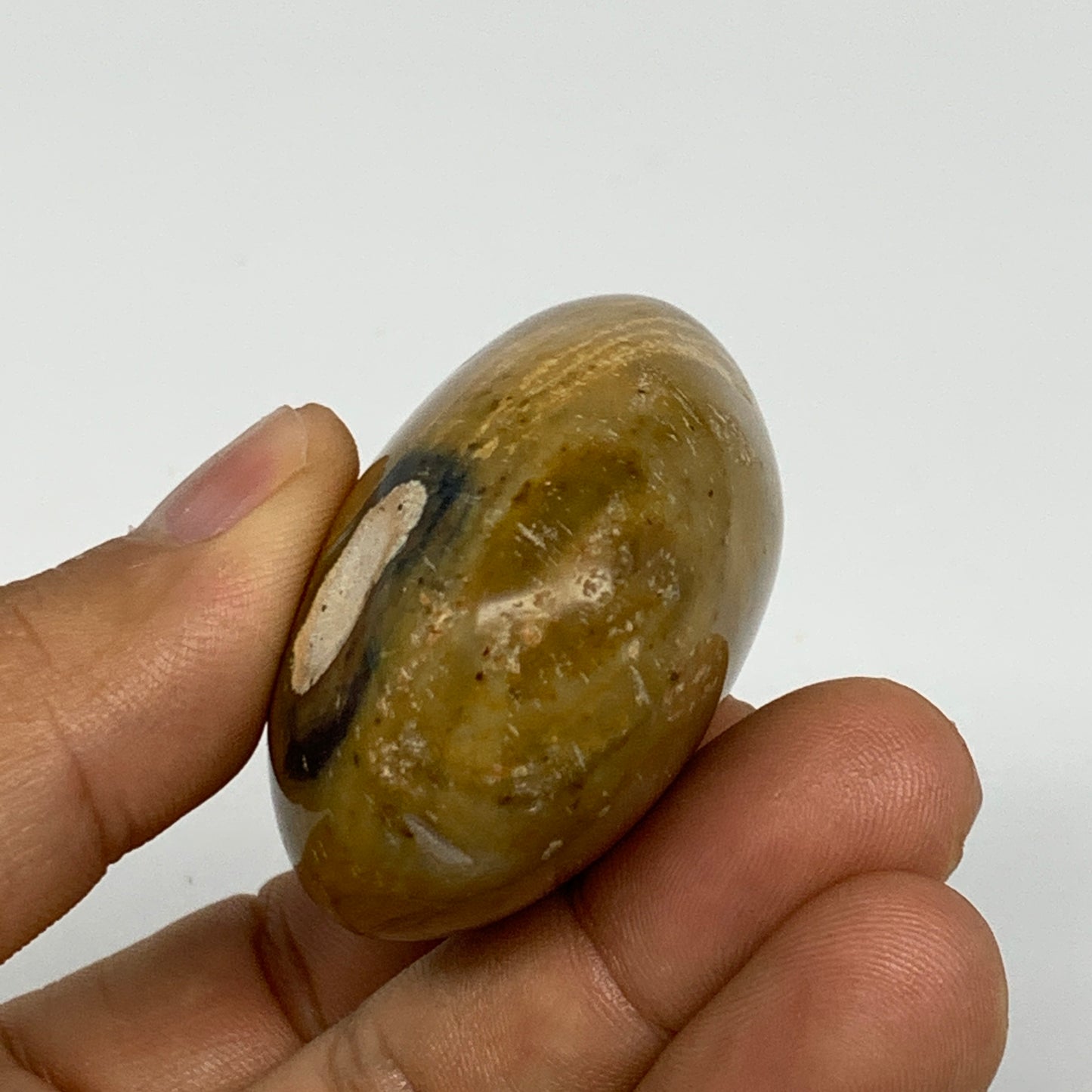 75g, 2.1"x1.7"x1", Yellow Ocean Jasper Palm-Stone Decor @Madagascar, B18173
