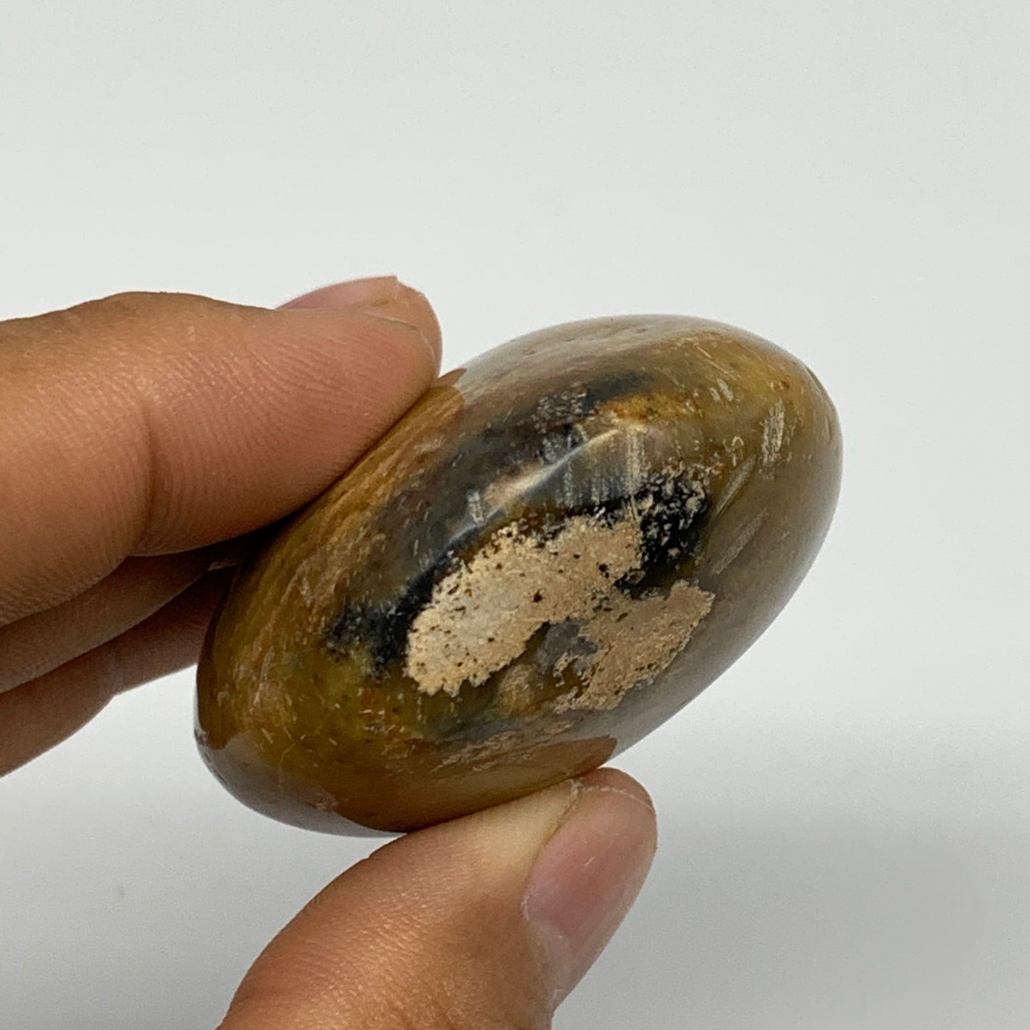 75g, 2.1"x1.7"x1", Yellow Ocean Jasper Palm-Stone Decor @Madagascar, B18173