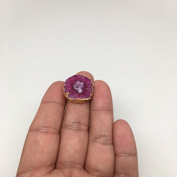 34 cts Agate Druzy Geode Electroplate Gold Plated Ring size:8.5 @India,D477
