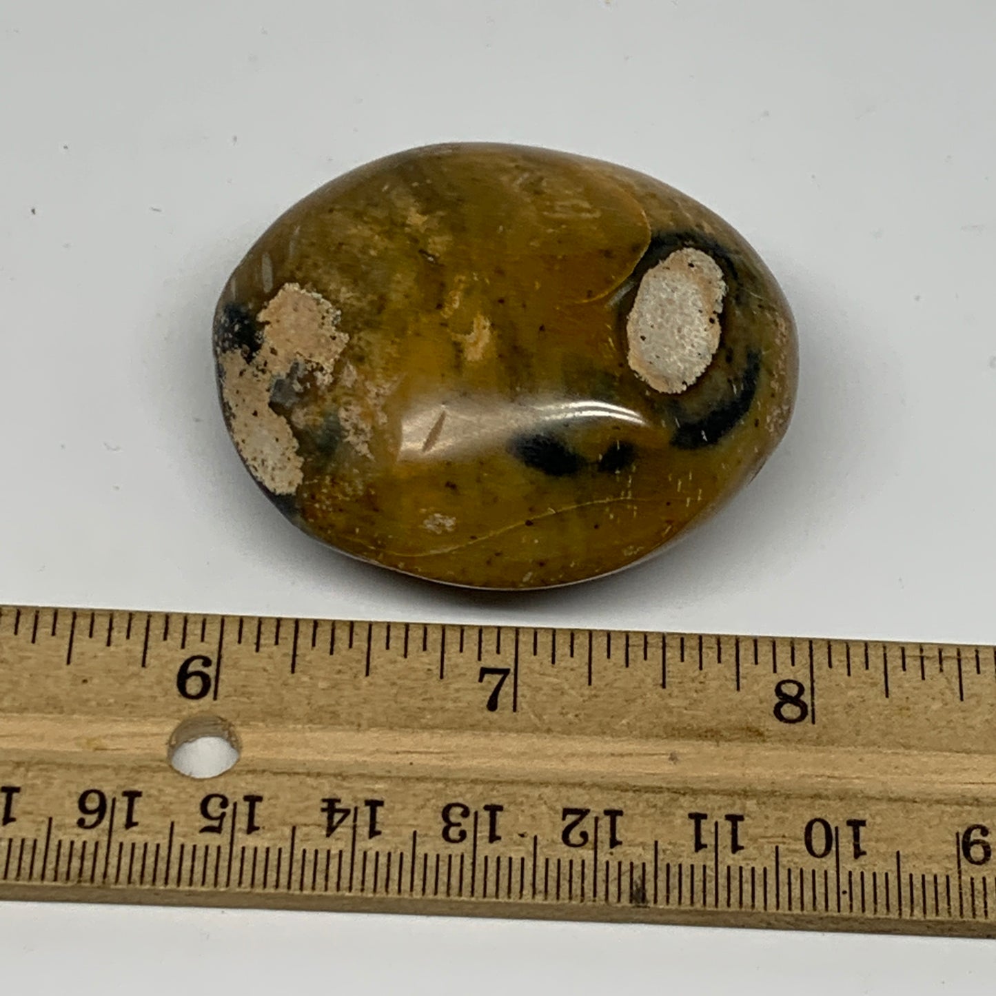 75g, 2.1"x1.7"x1", Yellow Ocean Jasper Palm-Stone Decor @Madagascar, B18173