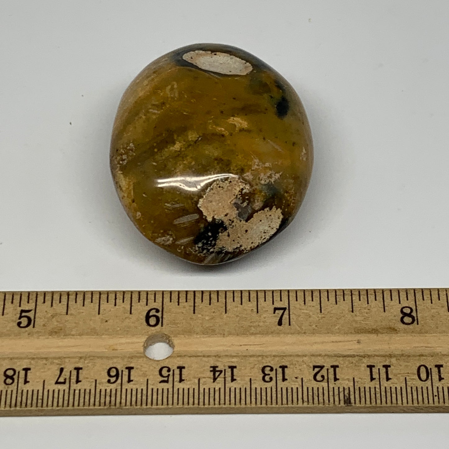 75g, 2.1"x1.7"x1", Yellow Ocean Jasper Palm-Stone Decor @Madagascar, B18173