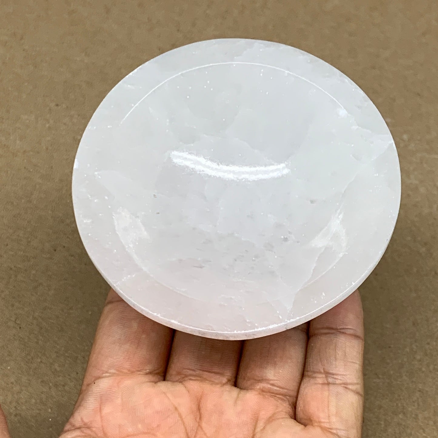 4pcs, 864g, 3"-3.2" Natural Round Selenite Bowls Crystals from Morocco, B9222