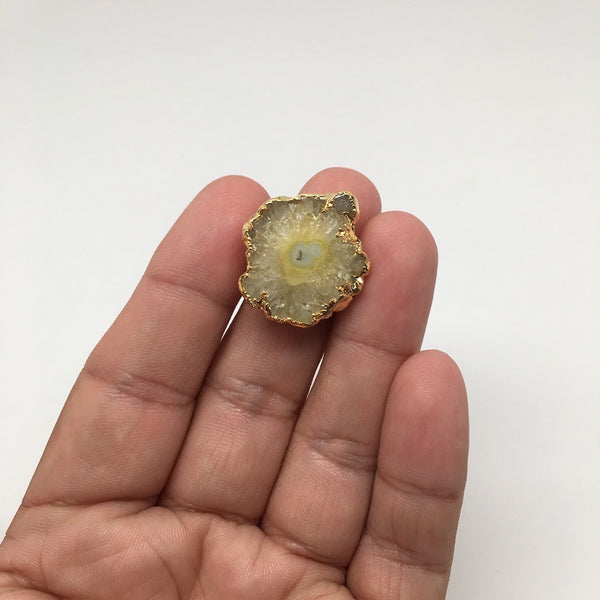 38 cts Agate Druzy Geode Electroplate Gold Plated Ring size:8 @India,D481 - watangem.com