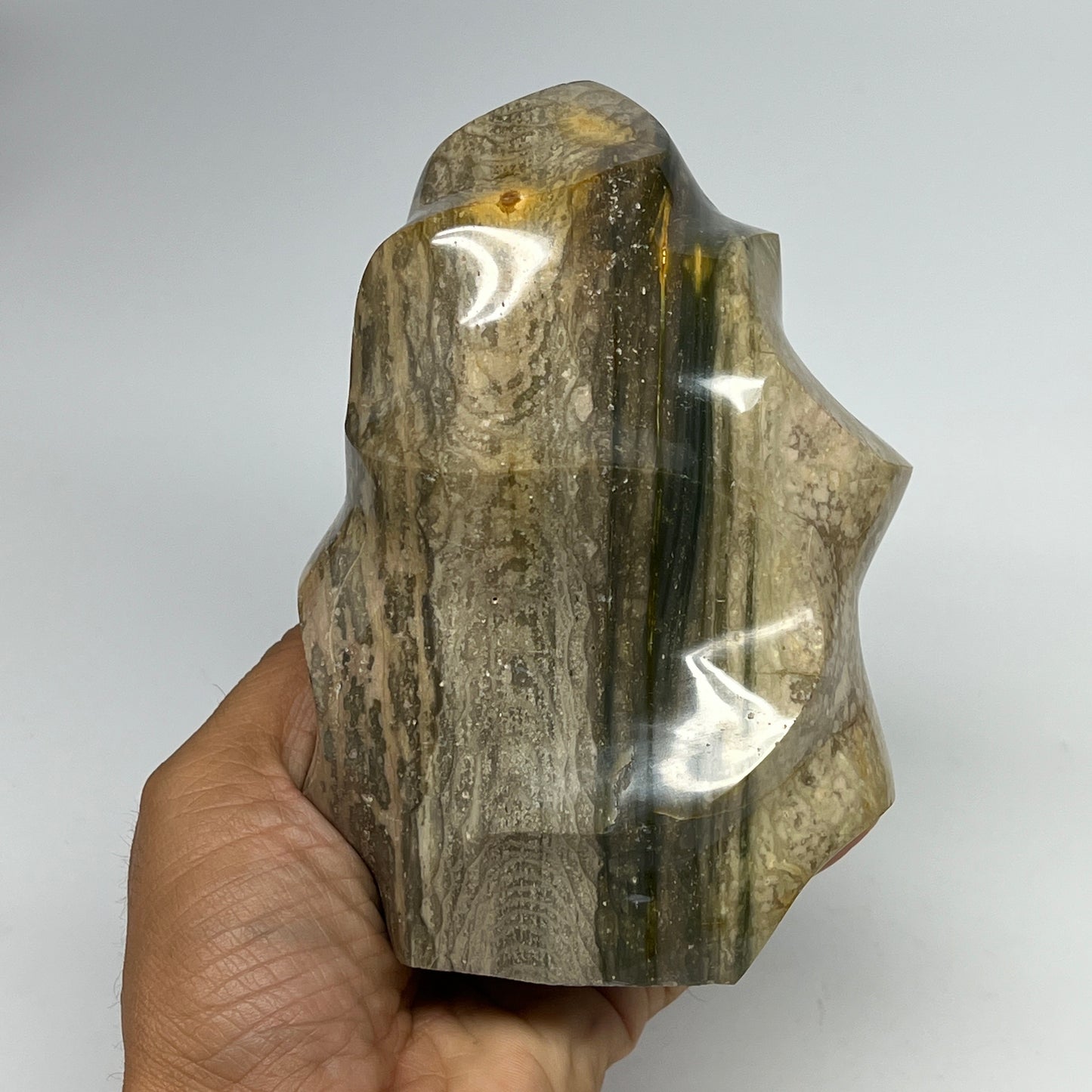 1255g, 5.5"x4"x2.8", Natural Ocean Jasper Flame Gemstones Reiki Tool, B19590