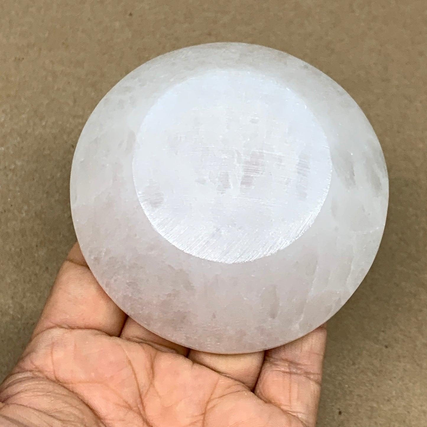 4pcs, 864g, 3"-3.2" Natural Round Selenite Bowls Crystals from Morocco, B9222