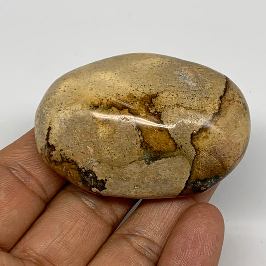 66g, 2.3"x1.6"x1", Yellow Ocean Jasper Palm-Stone Decor @Madagascar, B18176