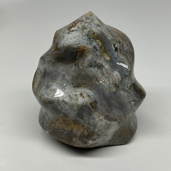 1440g, 5"x4.1"x3.8", Natural Ocean Jasper Flame Gemstones Reiki Tool, B19591