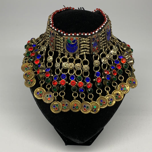 360g, 12.25"x5"Kuchi Choker Necklace Multi-Color Tribal Gypsy Bohemian,B14116