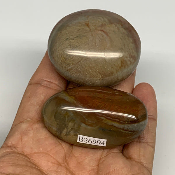 114.1g, 1.9" - 2.1", 2pcs, Polychrome Jasper Palm-Stone Reiki @Madagascar, B2699