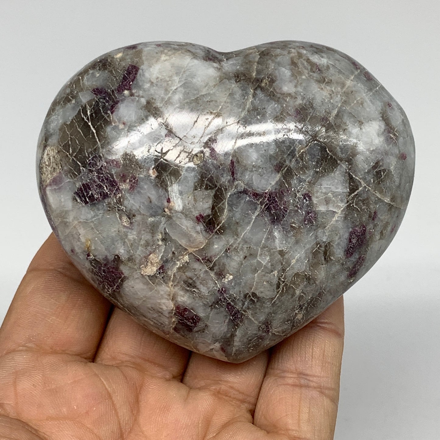 273.2g, 2.7"x3.1"x1.5" Rubellite Heart Polished Healing Crystal Gemstone, B3672