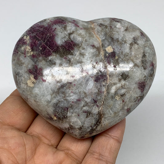 273.2g, 2.7"x3.1"x1.5" Rubellite Heart Polished Healing Crystal Gemstone, B3672