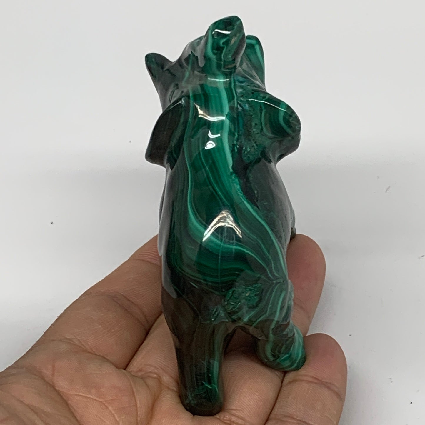 213.1g, 3.7"x1.4"x2.8" Natural Solid Malachite Elephant Figurine @Congo, B7262