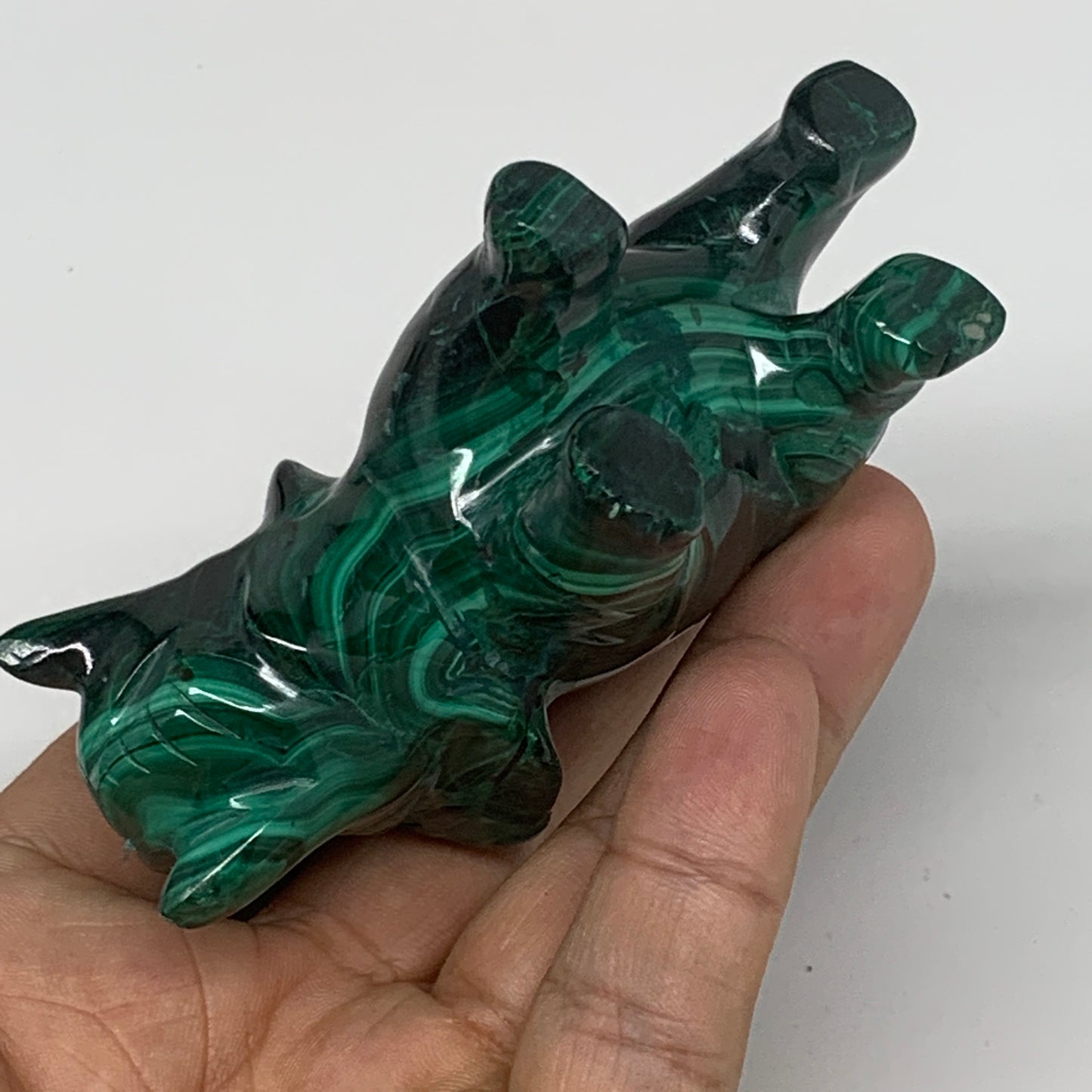 213.1g, 3.7"x1.4"x2.8" Natural Solid Malachite Elephant Figurine @Congo, B7262