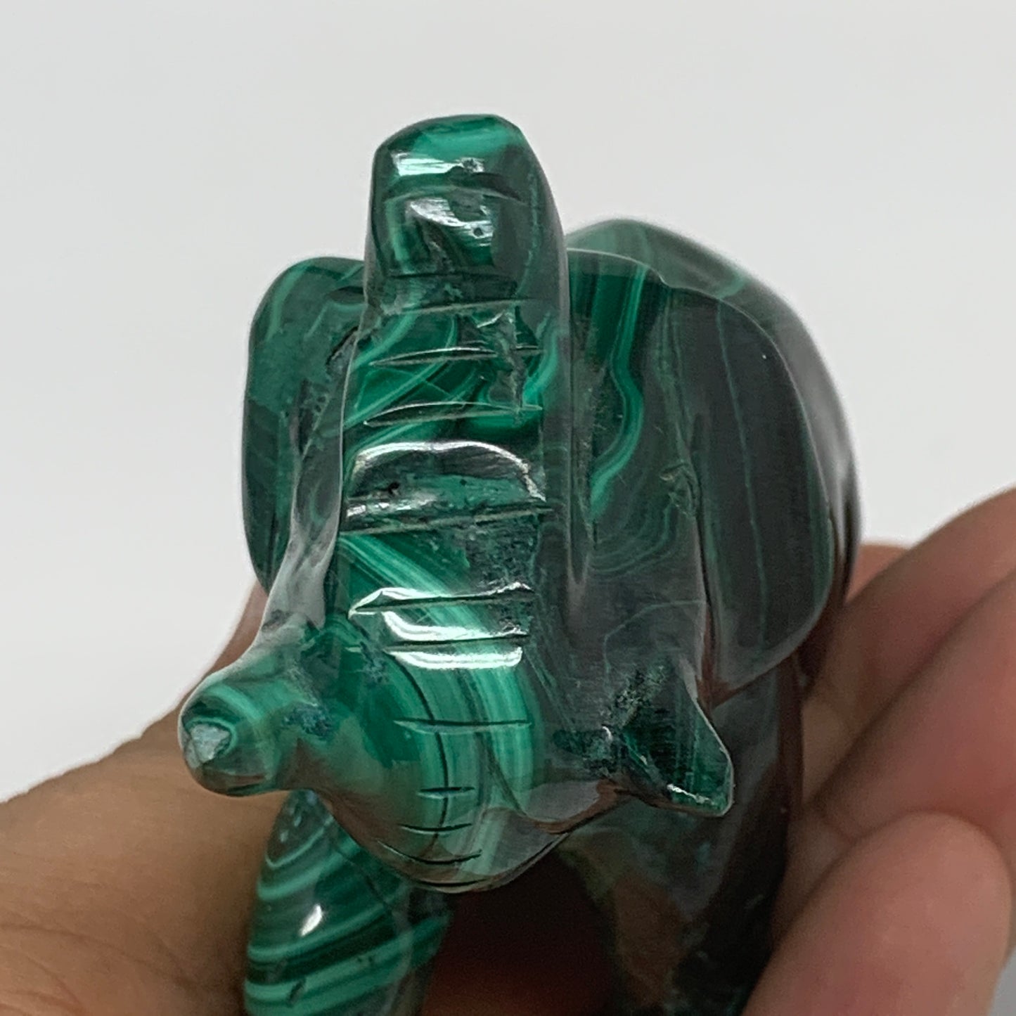 213.1g, 3.7"x1.4"x2.8" Natural Solid Malachite Elephant Figurine @Congo, B7262