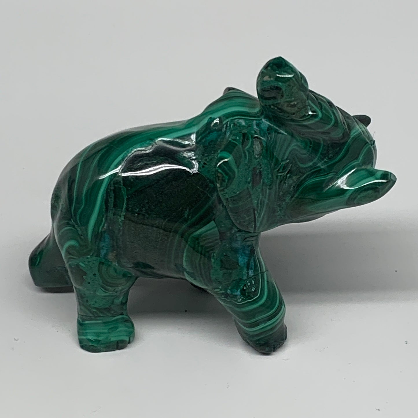 213.1g, 3.7"x1.4"x2.8" Natural Solid Malachite Elephant Figurine @Congo, B7262
