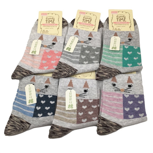 10 Pairs Lot,4 to 6 colors Quality Comfort Ladies Socks - Size: 22cm-25cm, Soc10 - watangem.com