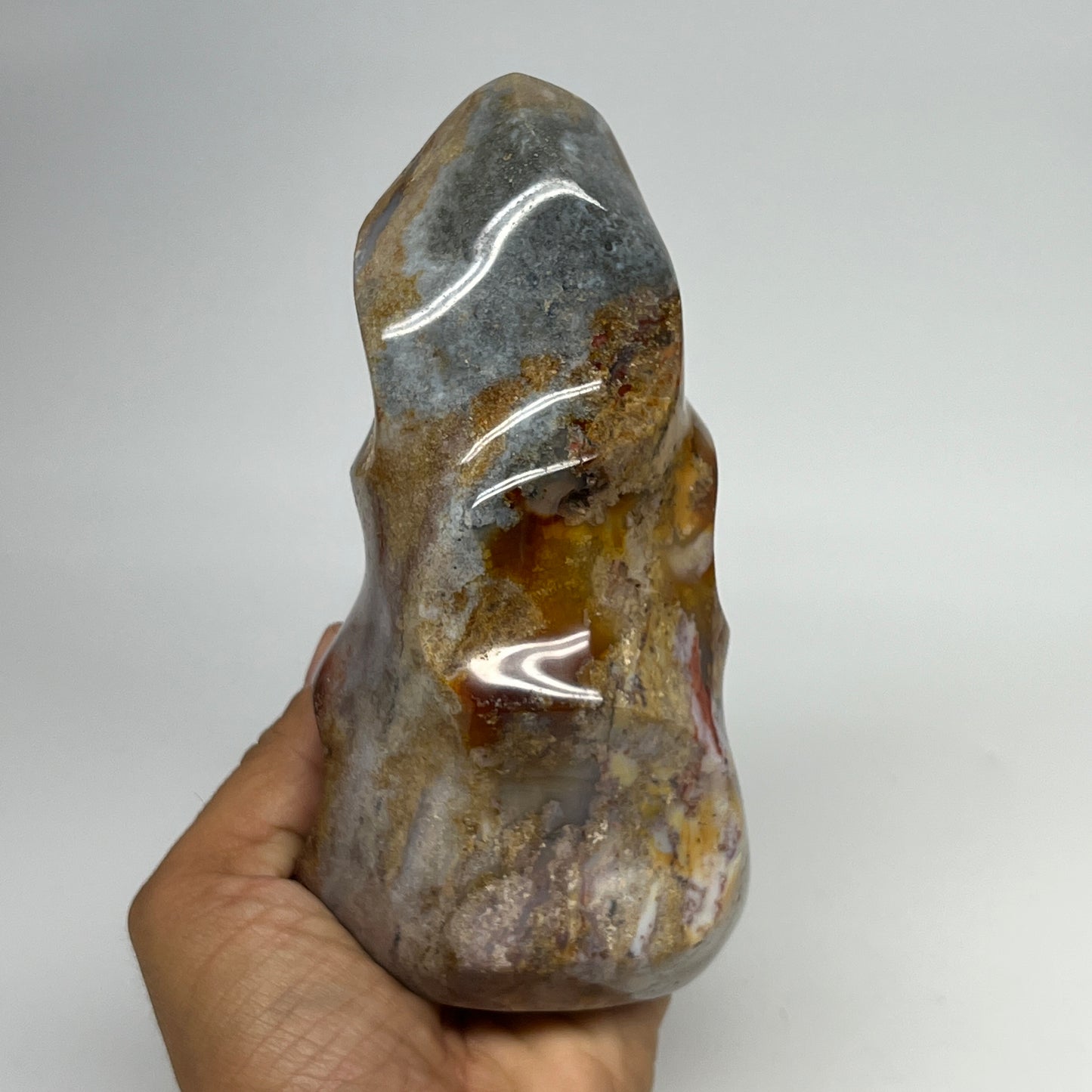 880g, 6"x3.1"x2.4", Natural Ocean Jasper Flame Gemstones Reiki Tool, B19595
