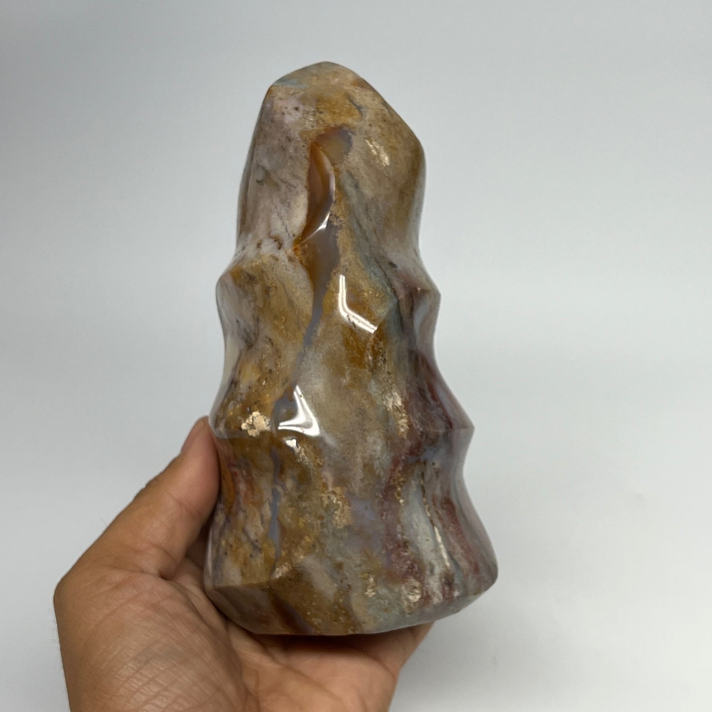880g, 6"x3.1"x2.4", Natural Ocean Jasper Flame Gemstones Reiki Tool, B19595