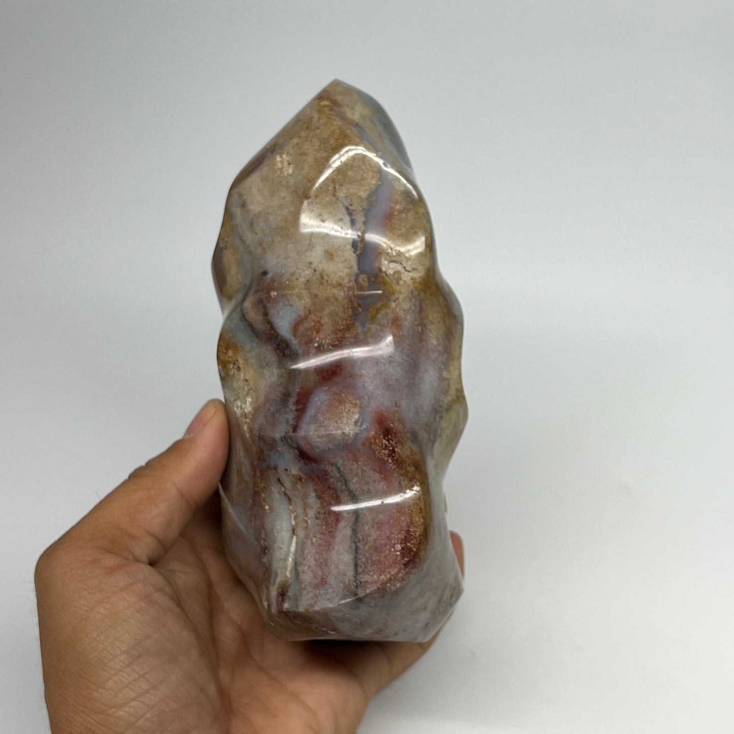 880g, 6"x3.1"x2.4", Natural Ocean Jasper Flame Gemstones Reiki Tool, B19595