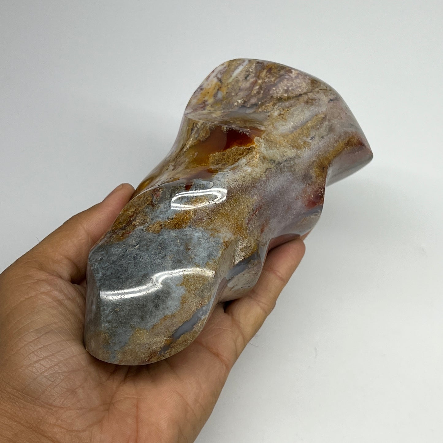 880g, 6"x3.1"x2.4", Natural Ocean Jasper Flame Gemstones Reiki Tool, B19595