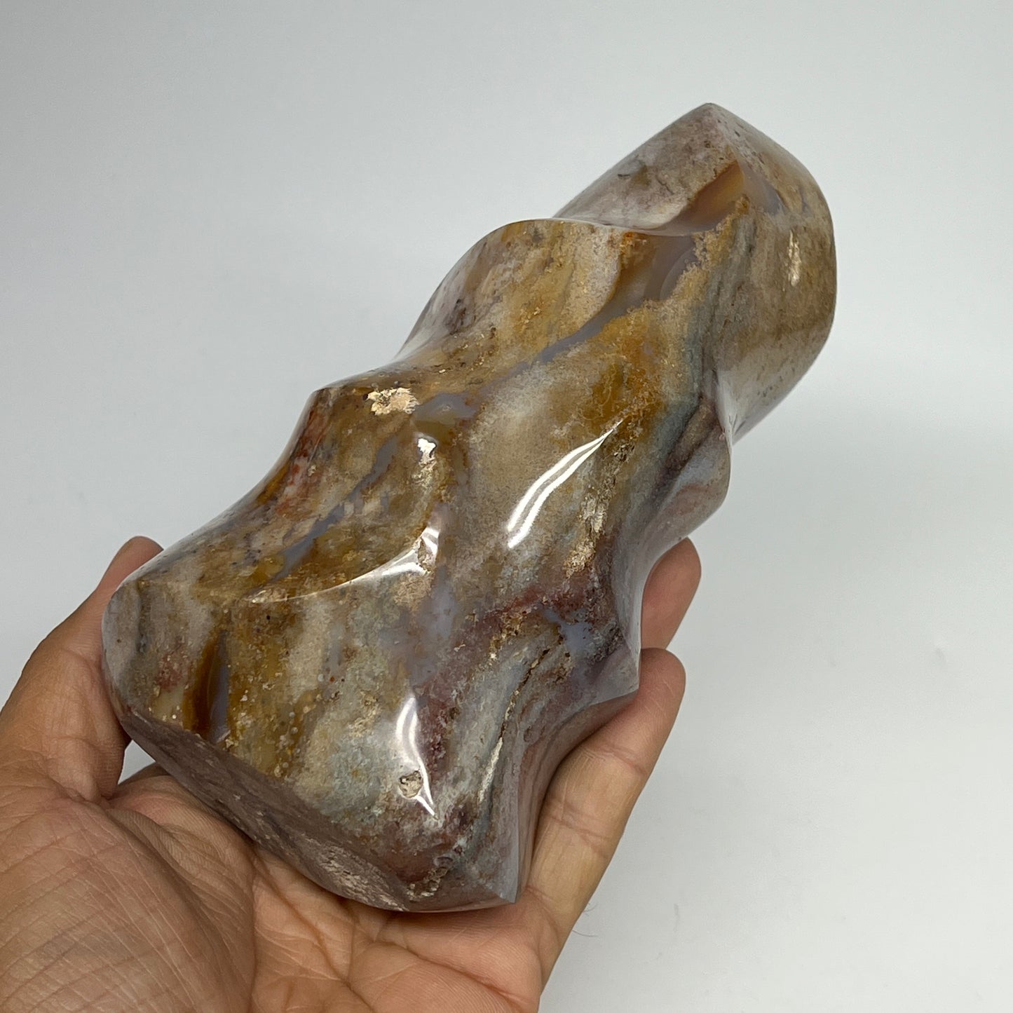880g, 6"x3.1"x2.4", Natural Ocean Jasper Flame Gemstones Reiki Tool, B19595