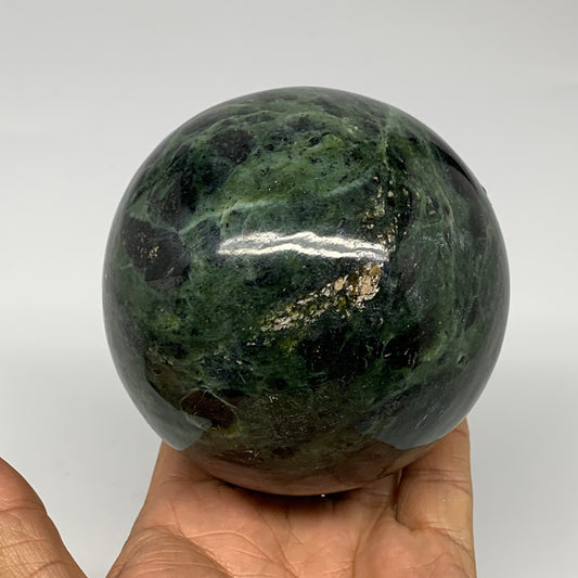 2.11 lbs, 3.5"(89mm) Nephrite Jade Sphere Gemstone,Healing Crystal,B25344