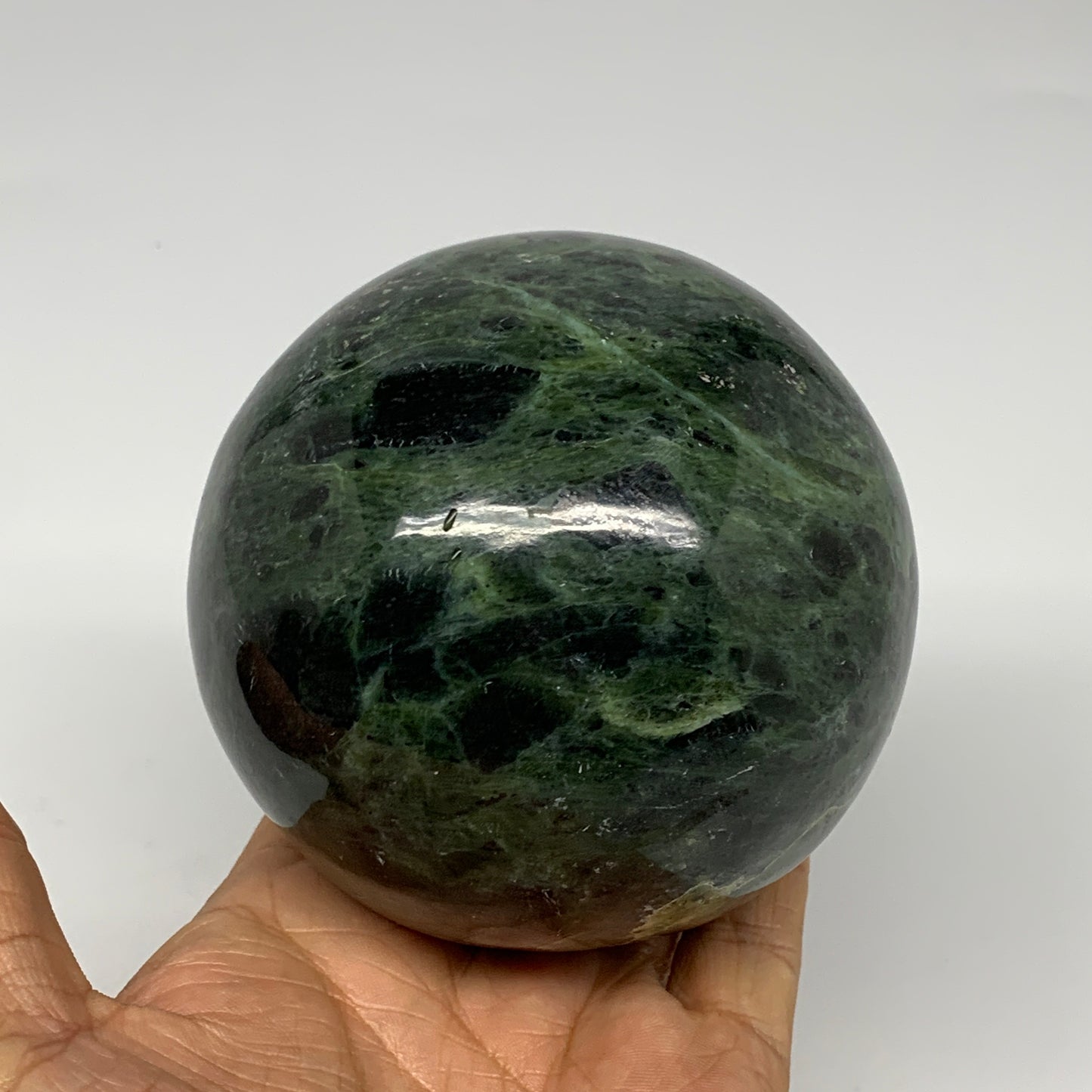 2.11 lbs, 3.5"(89mm) Nephrite Jade Sphere Gemstone,Healing Crystal,B25344