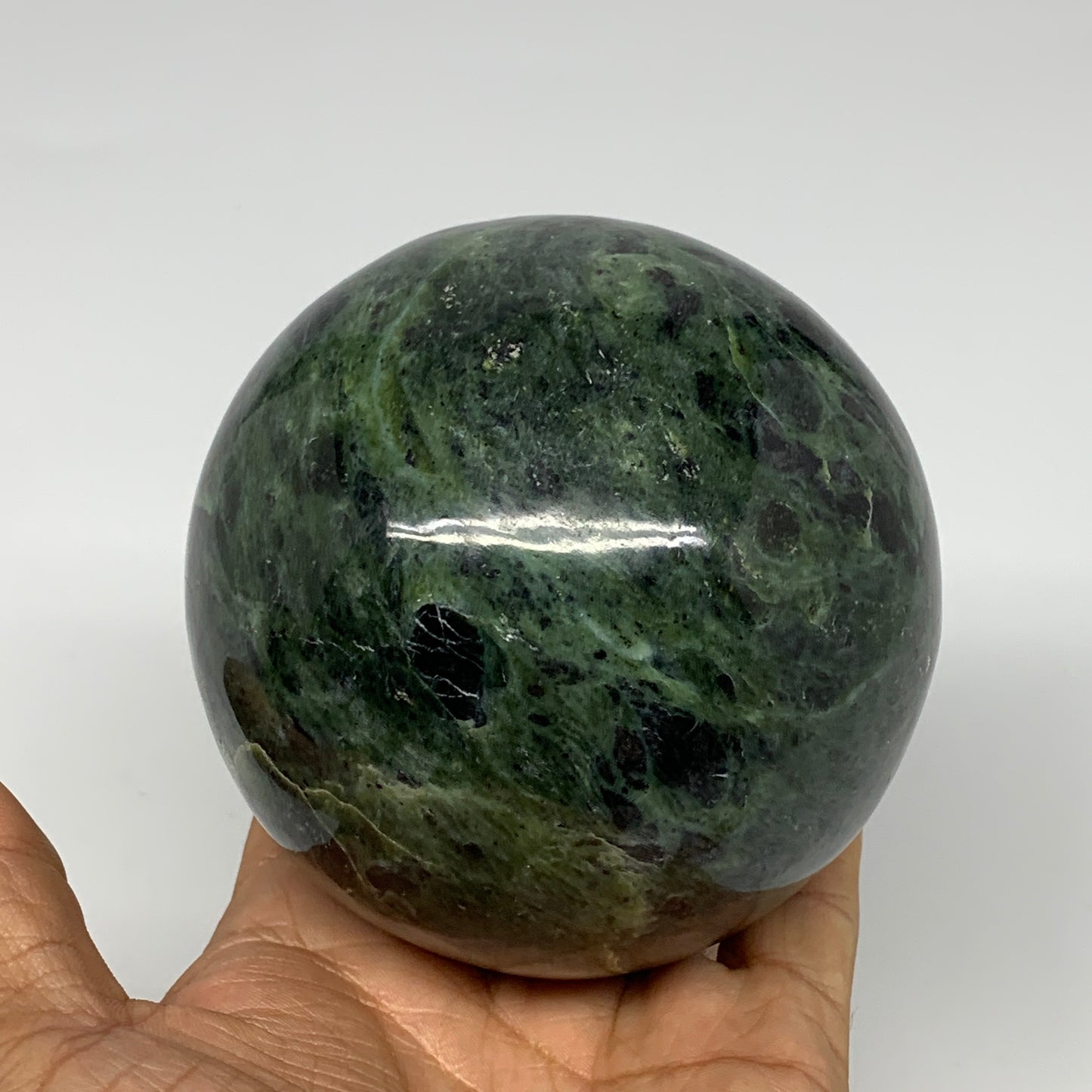 2.11 lbs, 3.5"(89mm) Nephrite Jade Sphere Gemstone,Healing Crystal,B25344