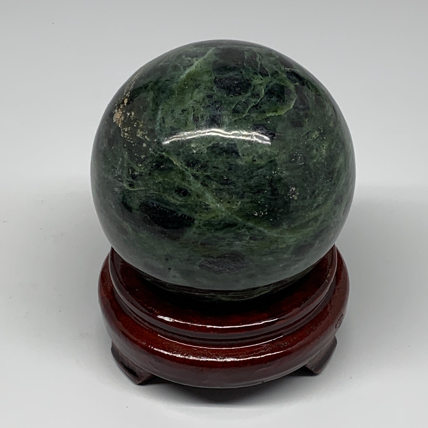 2.11 lbs, 3.5"(89mm) Nephrite Jade Sphere Gemstone,Healing Crystal,B25344