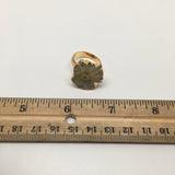 33.5 cts Agate Druzy Geode Electroplate Gold Plated Ring size:7.5, @India,D462 - watangem.com