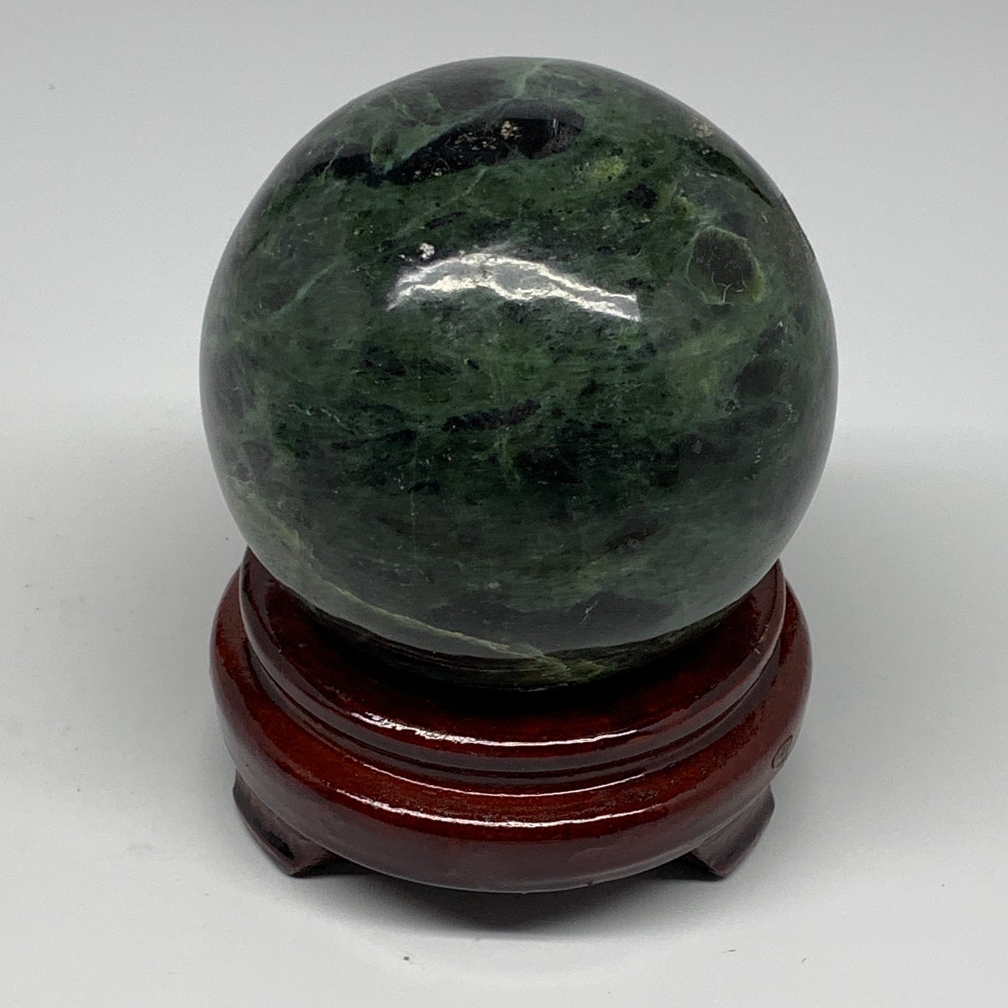 2.11 lbs, 3.5"(89mm) Nephrite Jade Sphere Gemstone,Healing Crystal,B25344