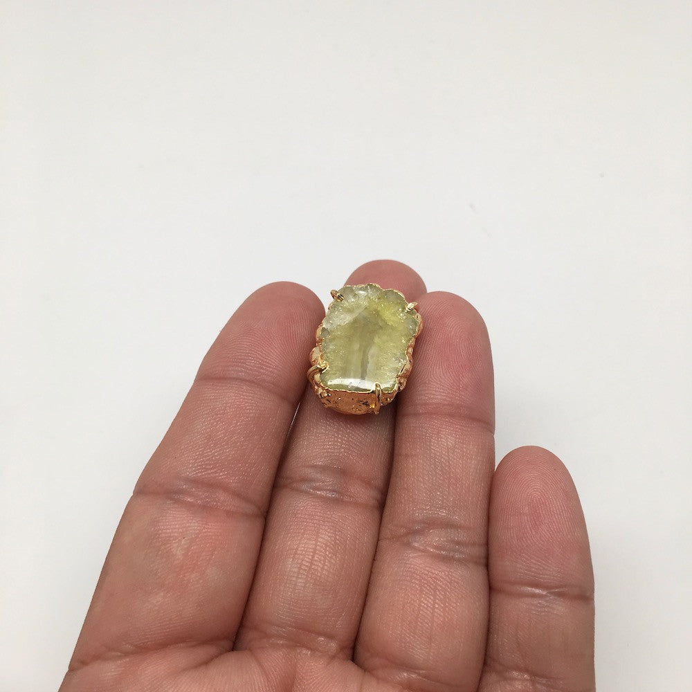 32.5 cts Agate Druzy Geode Electroplate Gold Plated Ring size: 8.5, @India,D460 - watangem.com