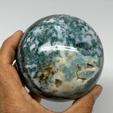 818g, 3.4" (84mm), Ocean Jasper Sphere Geode Crystal Reiki @Madagascar, B25345