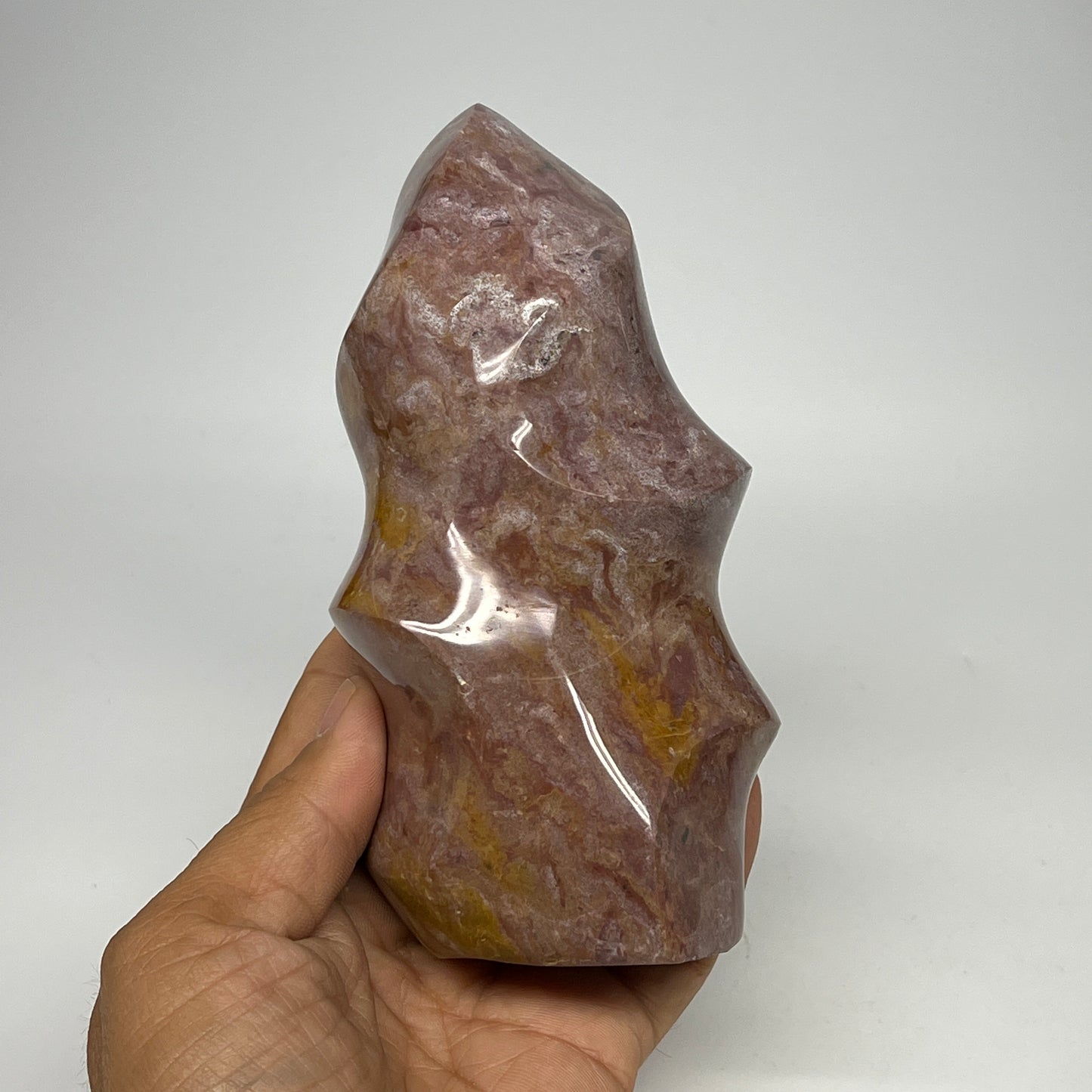 720g, 5.6"x2.8"x2.4", Natural Ocean Jasper Flame Gemstones Reiki Tool, B19597