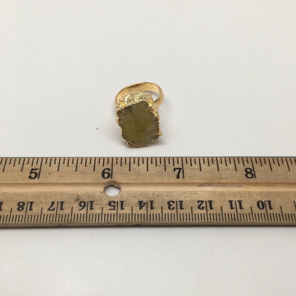 32.5 cts Agate Druzy Geode Electroplate Gold Plated Ring size: 8.5, @India,D460 - watangem.com