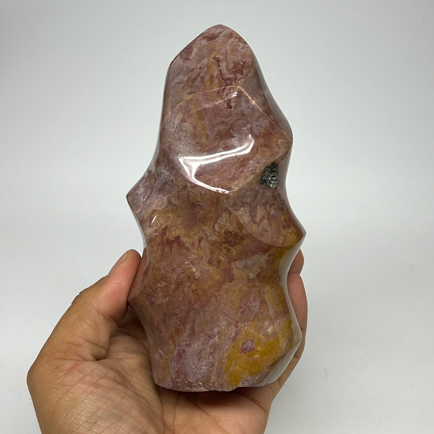 720g, 5.6"x2.8"x2.4", Natural Ocean Jasper Flame Gemstones Reiki Tool, B19597
