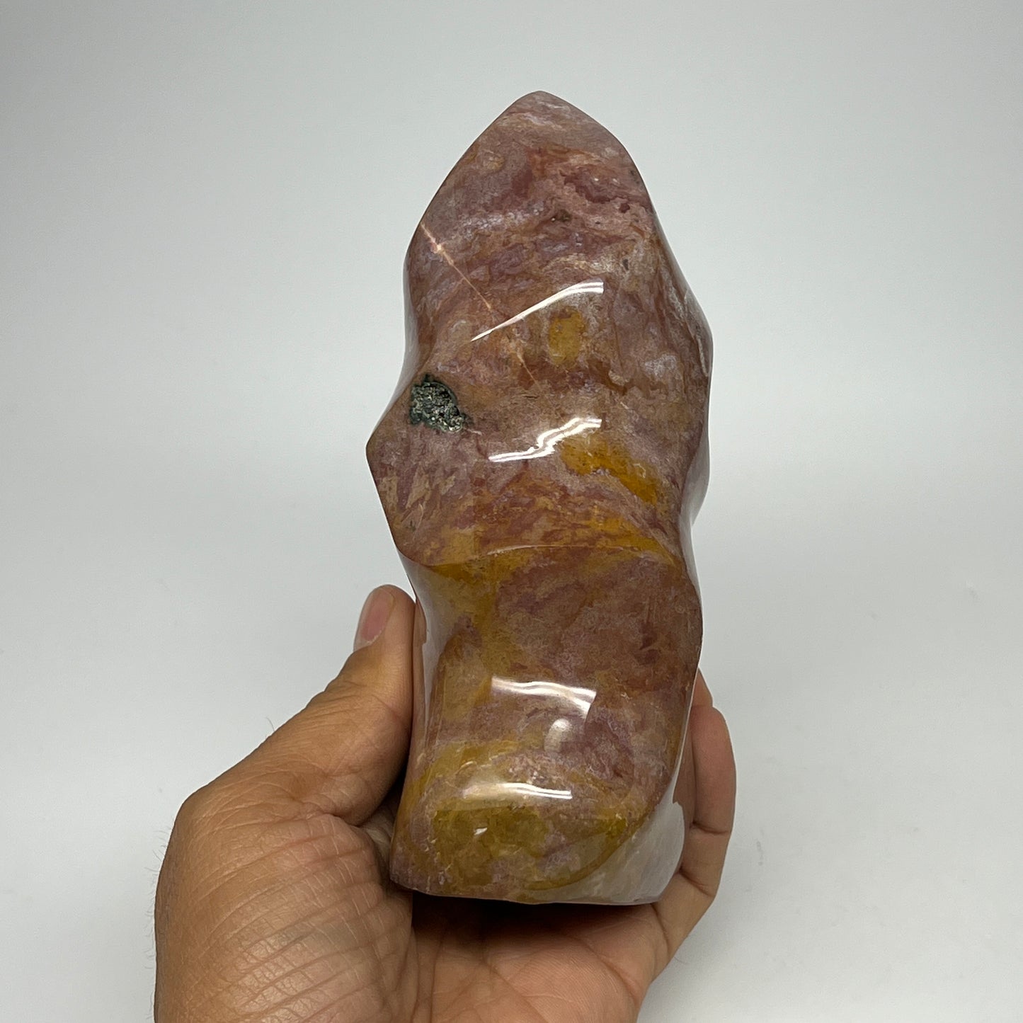 720g, 5.6"x2.8"x2.4", Natural Ocean Jasper Flame Gemstones Reiki Tool, B19597