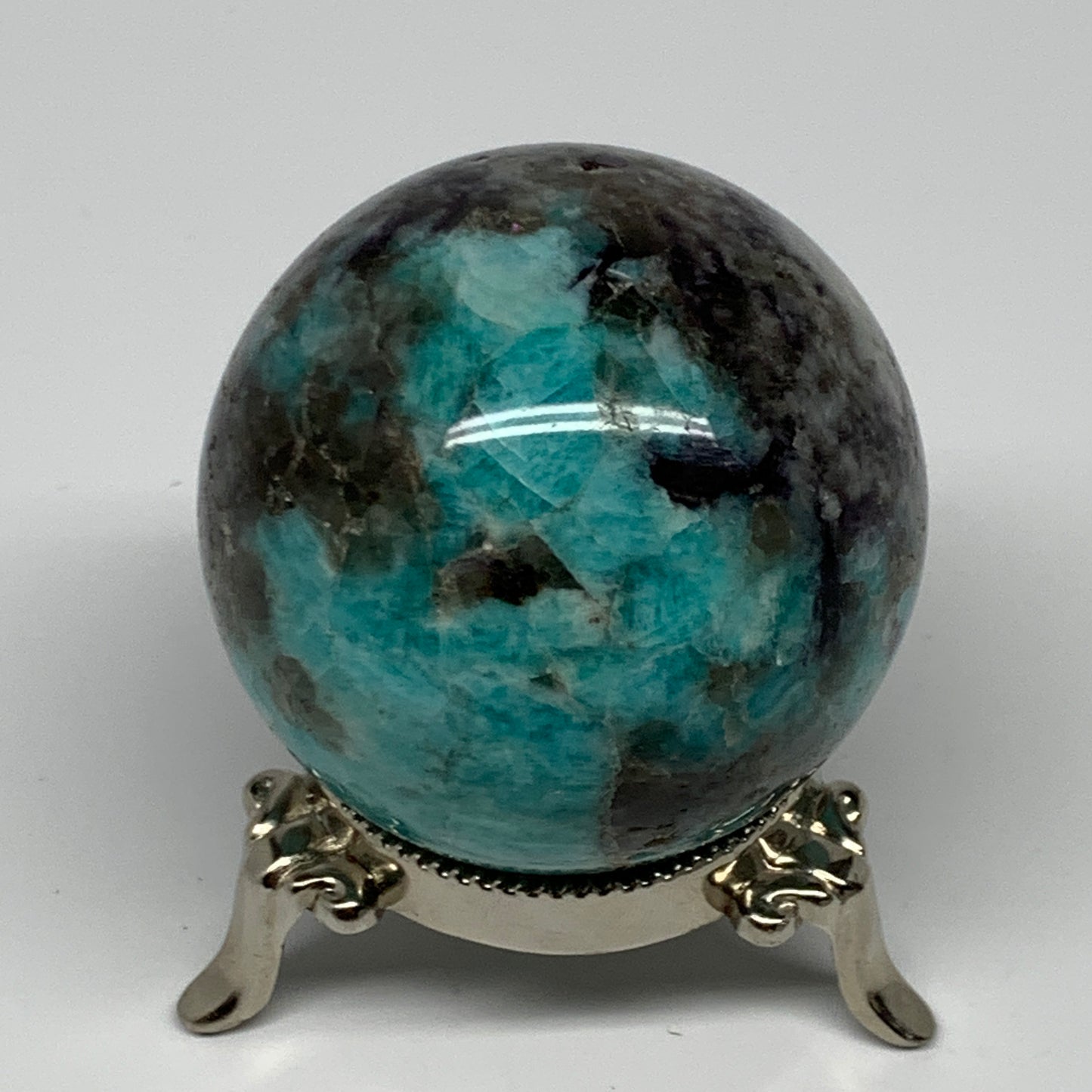 287g, 2.3" Amazonite Smoky Quartz Sphere Ball Gemstone from Madagascar,B14585