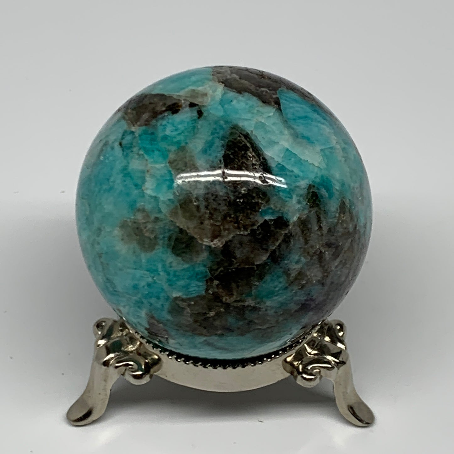 287g, 2.3" Amazonite Smoky Quartz Sphere Ball Gemstone from Madagascar,B14585