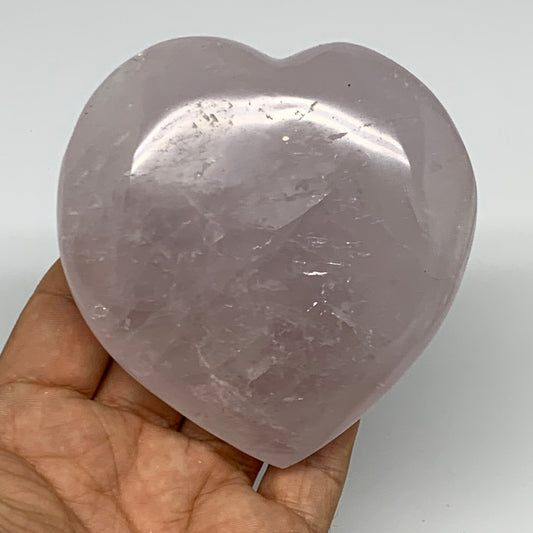361g, 3.4" x 3.4" x 1.4" Rose Quartz Heart Healing Crystal @Madagascar, B17417