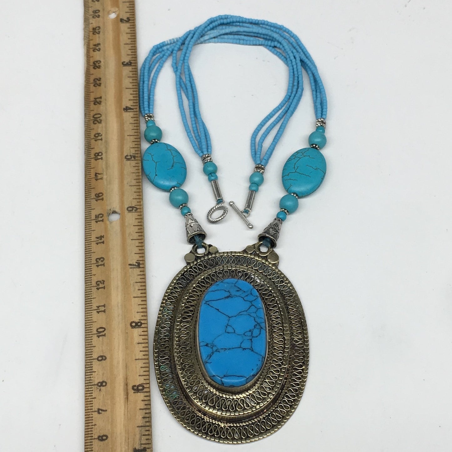 Turkmen Necklace Antique Afghan Tribal Turquoise Inlay Beaded ATS Necklace VS88