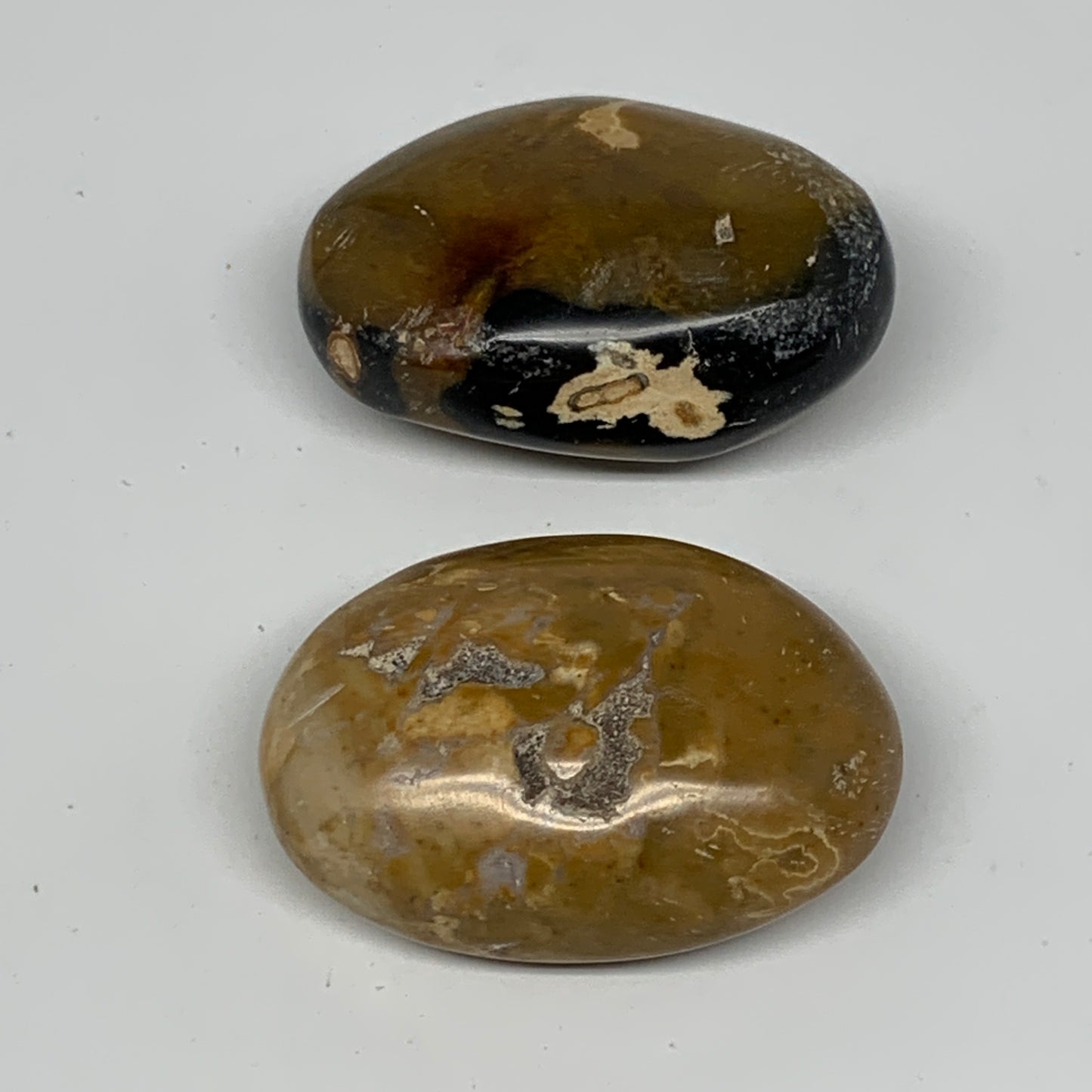 129g, 2.1"-2.2", 2pcs, Yellow Ocean Jasper Palm-Stone Decor @Madagascar, B18183