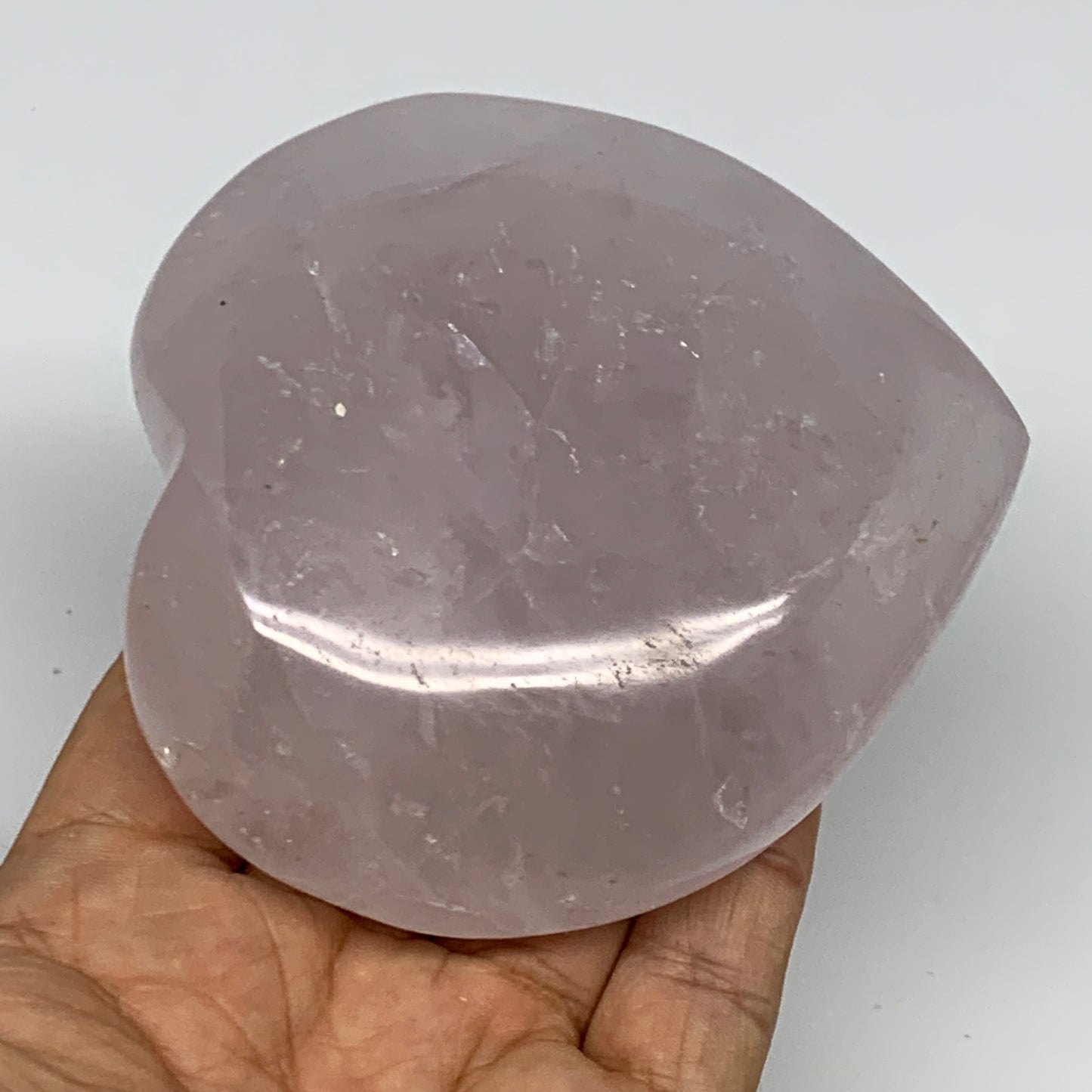 361g, 3.4" x 3.4" x 1.4" Rose Quartz Heart Healing Crystal @Madagascar, B17417