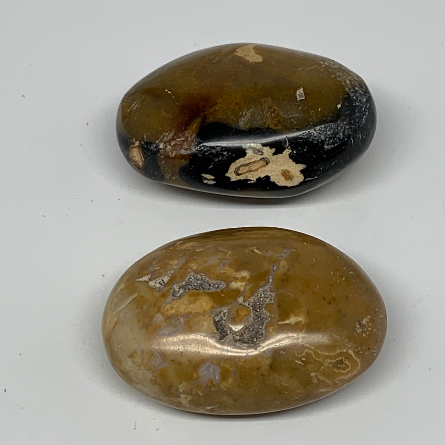 129g, 2.1"-2.2", 2pcs, Yellow Ocean Jasper Palm-Stone Decor @Madagascar, B18183