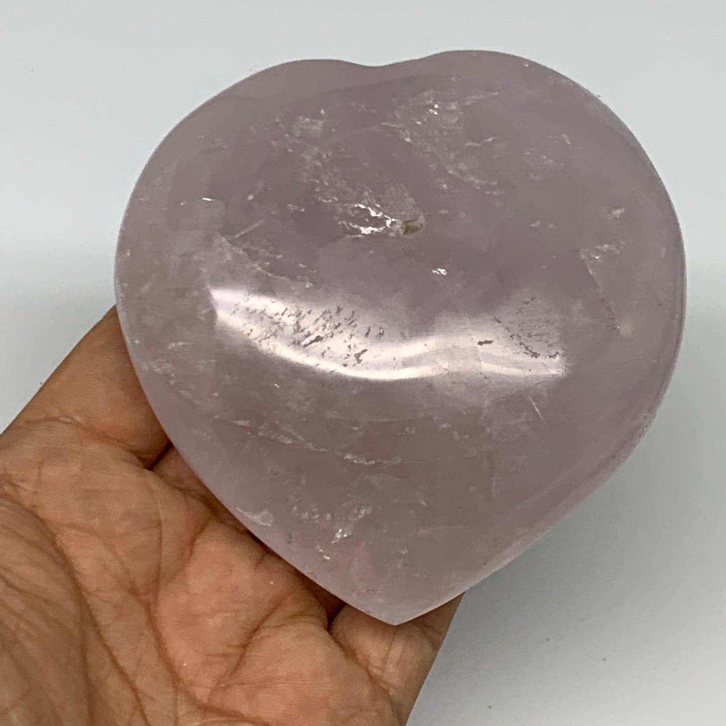 361g, 3.4" x 3.4" x 1.4" Rose Quartz Heart Healing Crystal @Madagascar, B17417