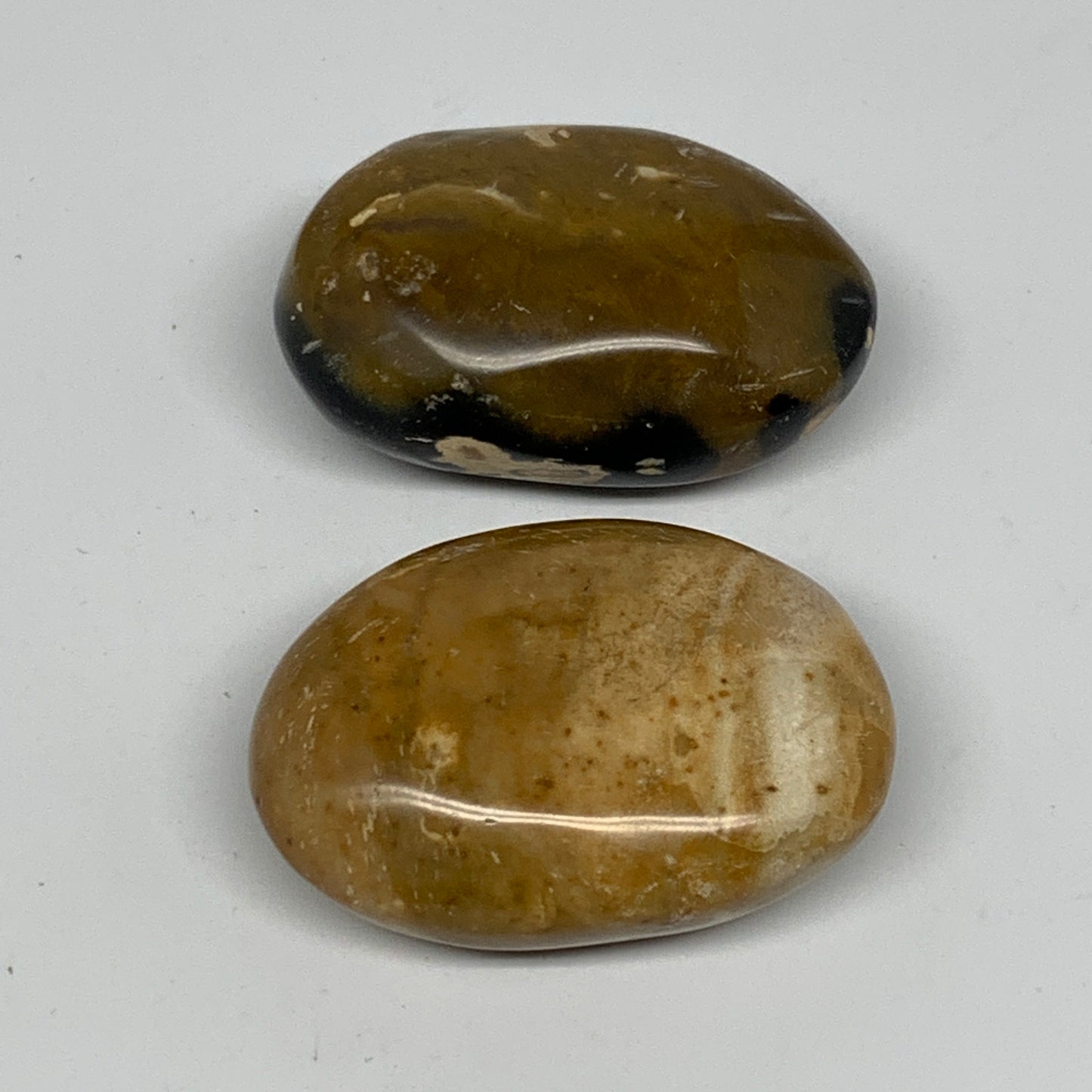 129g, 2.1"-2.2", 2pcs, Yellow Ocean Jasper Palm-Stone Decor @Madagascar, B18183