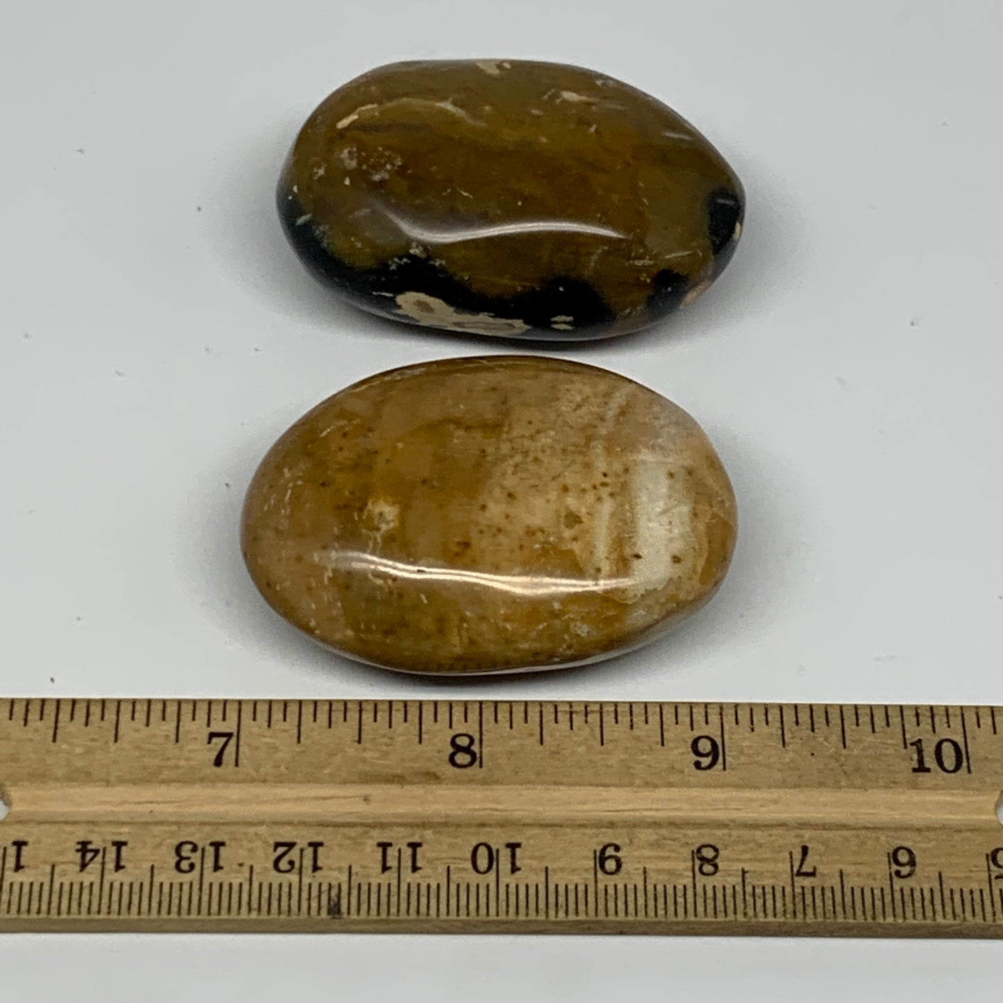 129g, 2.1"-2.2", 2pcs, Yellow Ocean Jasper Palm-Stone Decor @Madagascar, B18183