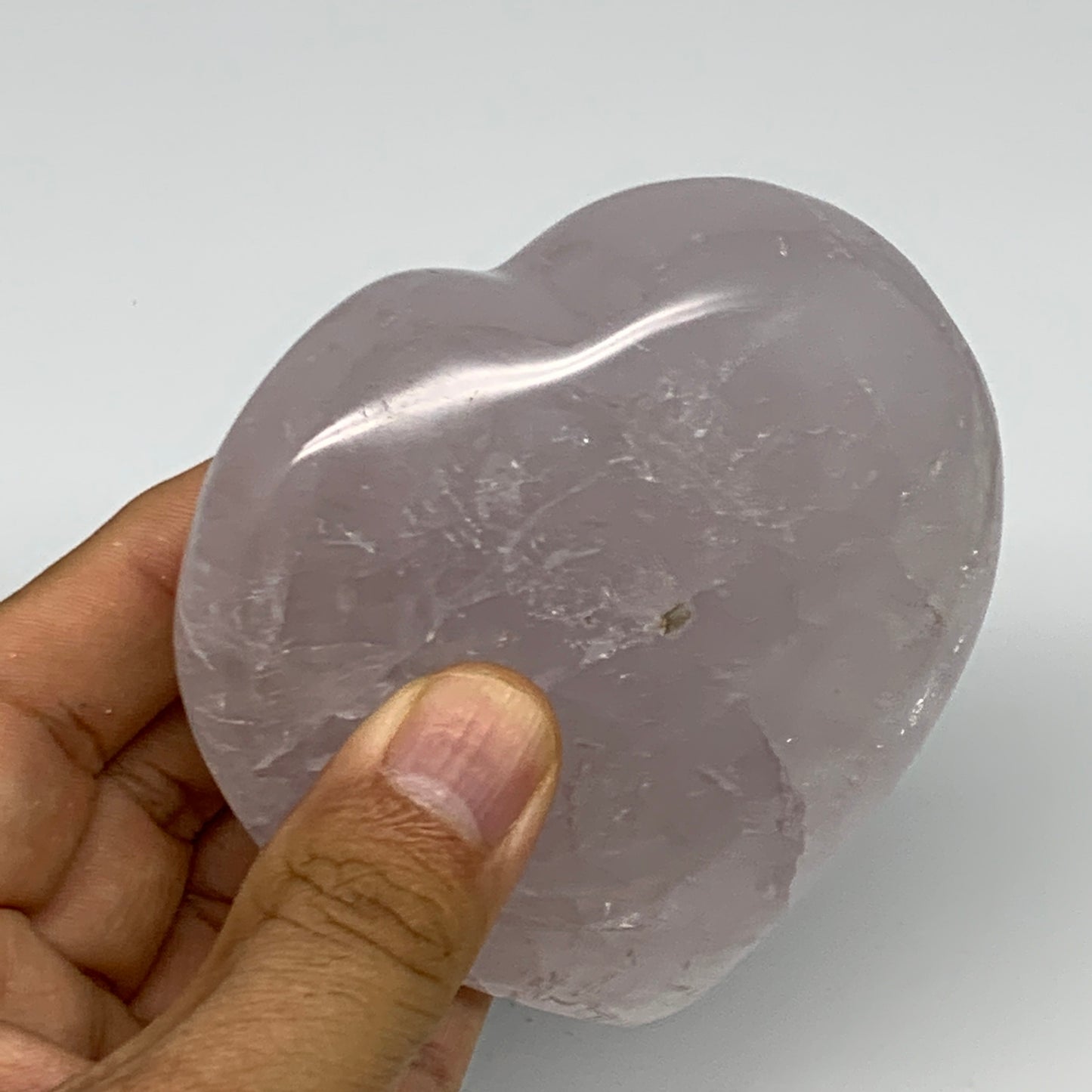 361g, 3.4" x 3.4" x 1.4" Rose Quartz Heart Healing Crystal @Madagascar, B17417